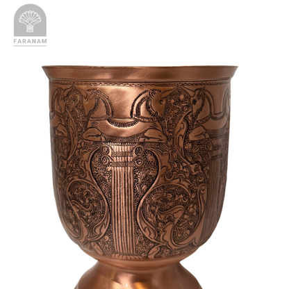 The Persepolis Hand-Etched Copper Vase/Candy Bowl, Handmade