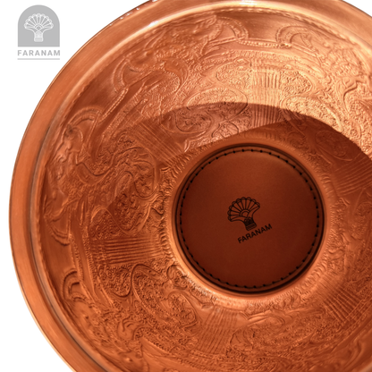 The Persepolis Hand-Etched Copper Vase/Candy Bowl, Handmade