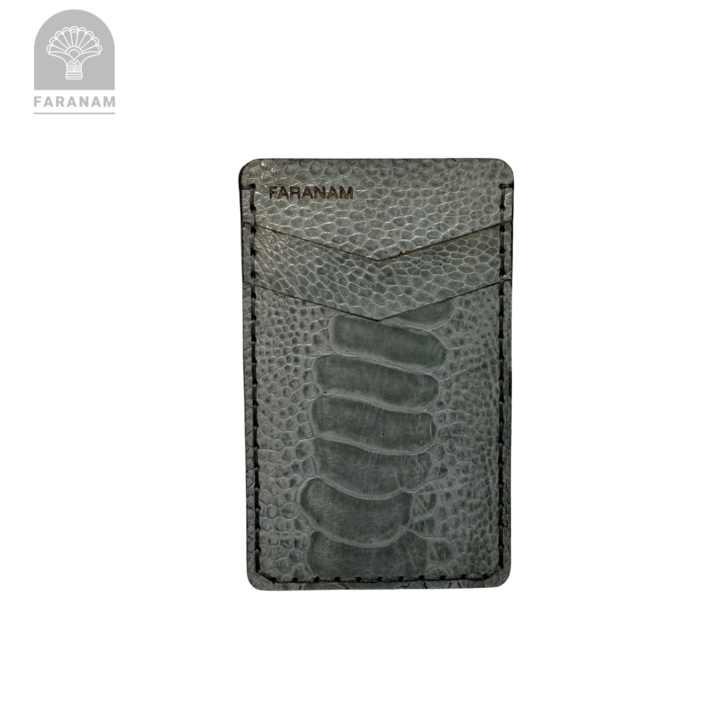 Victor Card Holder, Ostrich Leg Leather, Hand-stitched