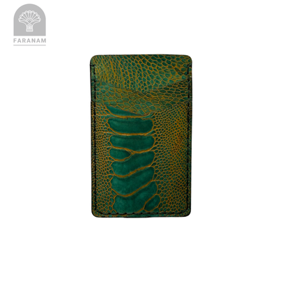 Victor Card Holder, Ostrich Leg Leather, Hand-stitched