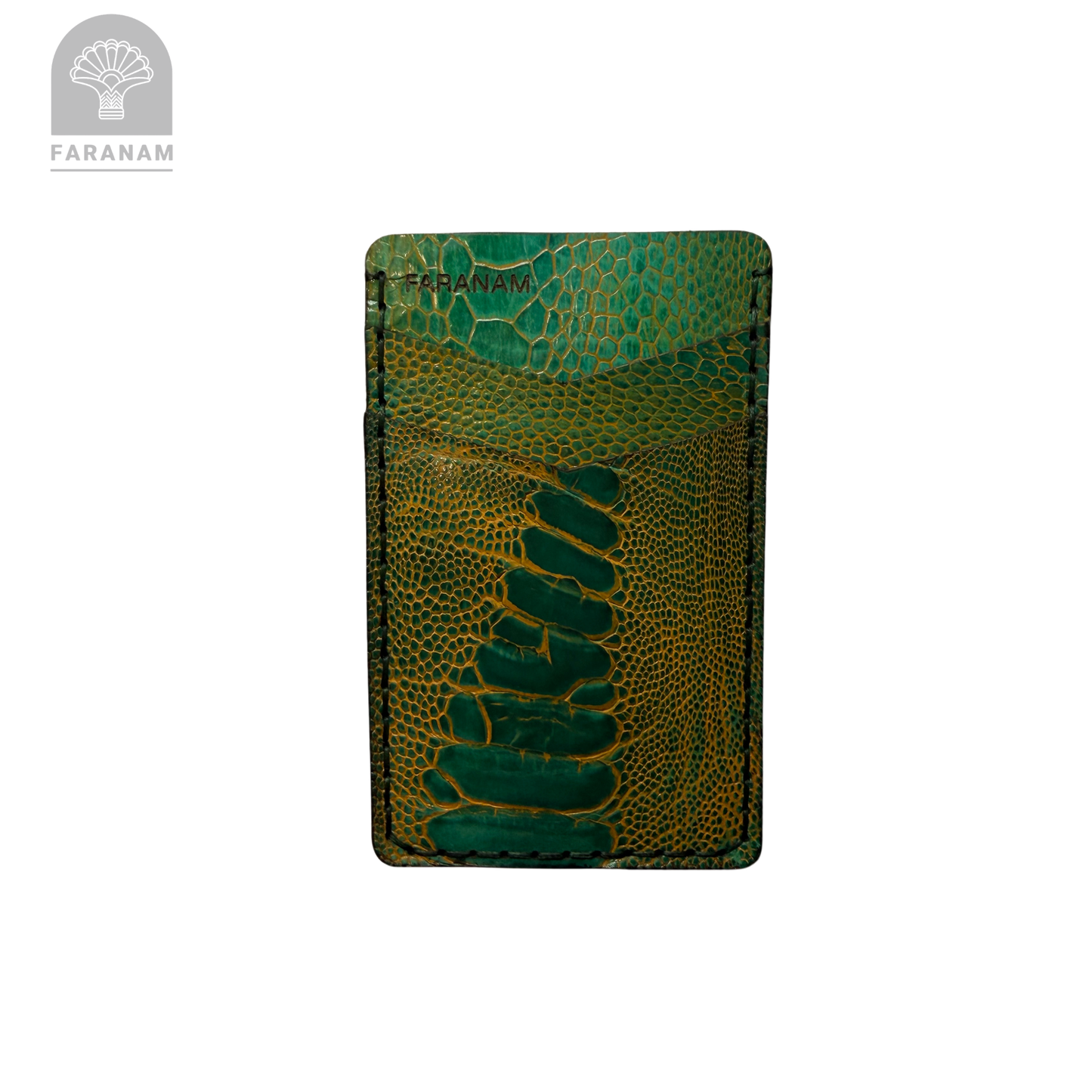 Victor Card Holder, Ostrich Leg Leather, Hand-stitched