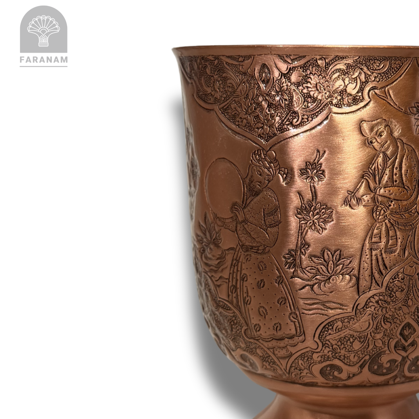 The Feast Hand-Etched Copper Vase/Candy Bowl, Handmade
