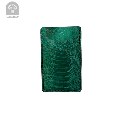 Victor Card Holder, Ostrich Leg Leather, Hand-stitched