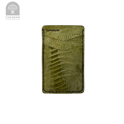Victor Card Holder, Ostrich Leg Leather, Hand-stitched