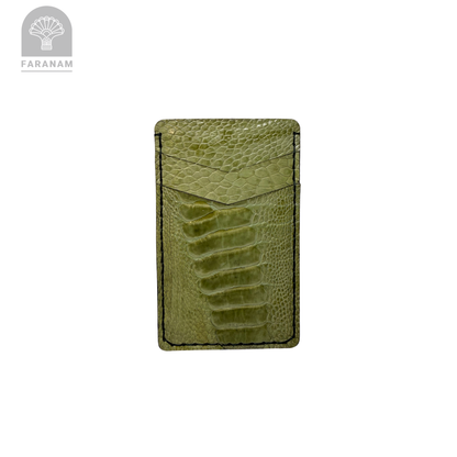 Victor Card Holder, Ostrich Leg Leather, Hand-stitched