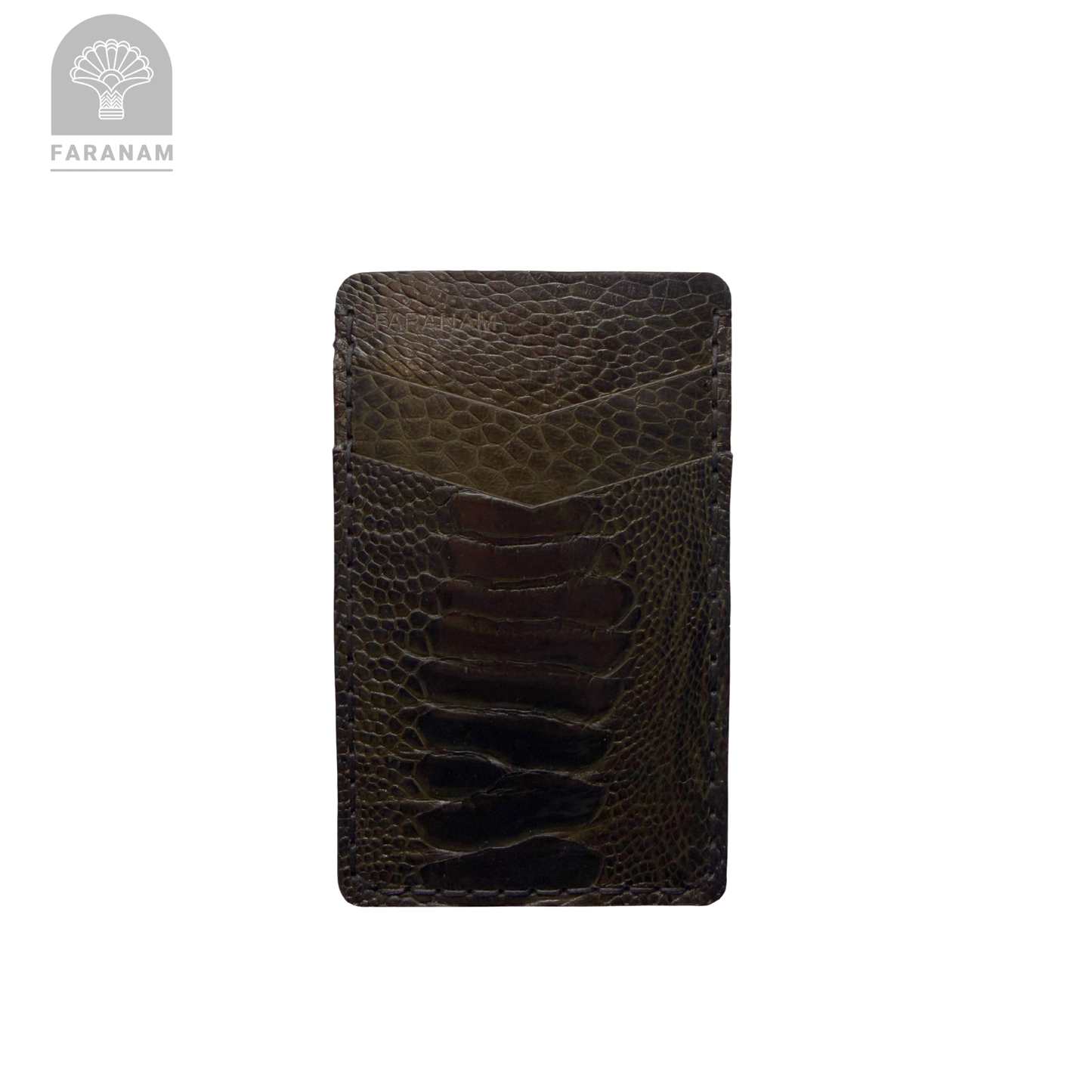 Victor Card Holder, Ostrich Leg Leather, Hand-stitched
