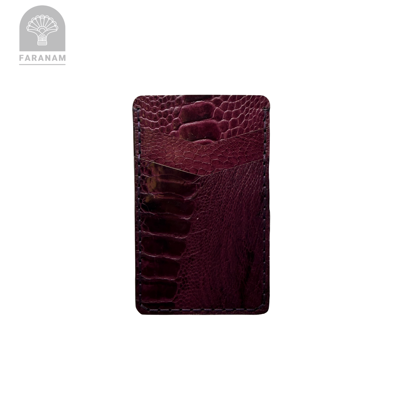 Victor Card Holder, Ostrich Leg Leather, Hand-stitched