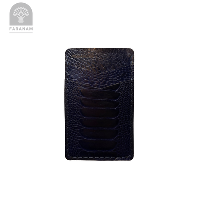 Victor Card Holder, Ostrich Leg Leather, Hand-stitched