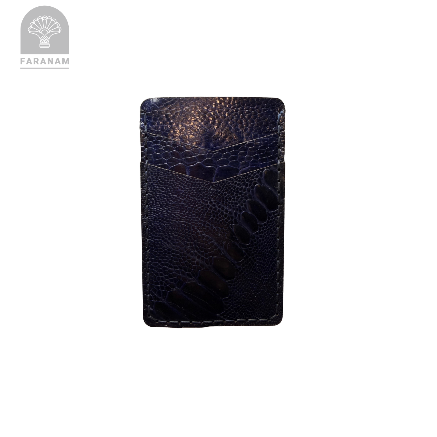 Victor Card Holder, Ostrich Leg Leather, Hand-stitched