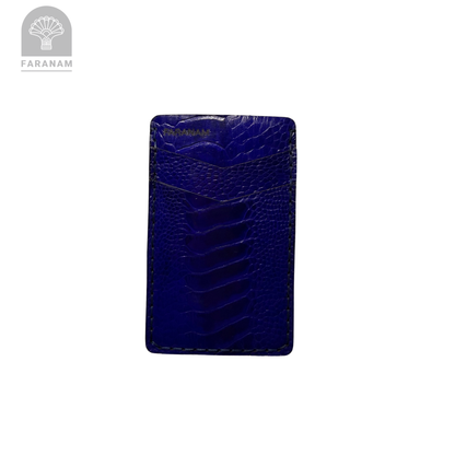 Victor Card Holder, Ostrich Leg Leather, Hand-stitched