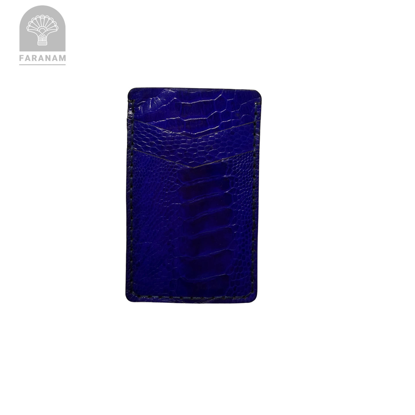 Victor Card Holder, Ostrich Leg Leather, Hand-stitched