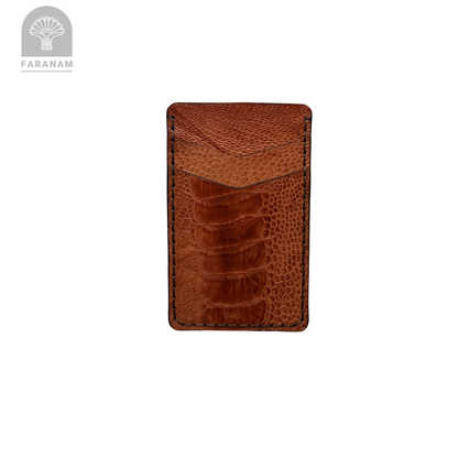 Victor Card Holder, Ostrich Leg Leather, Hand-stitched
