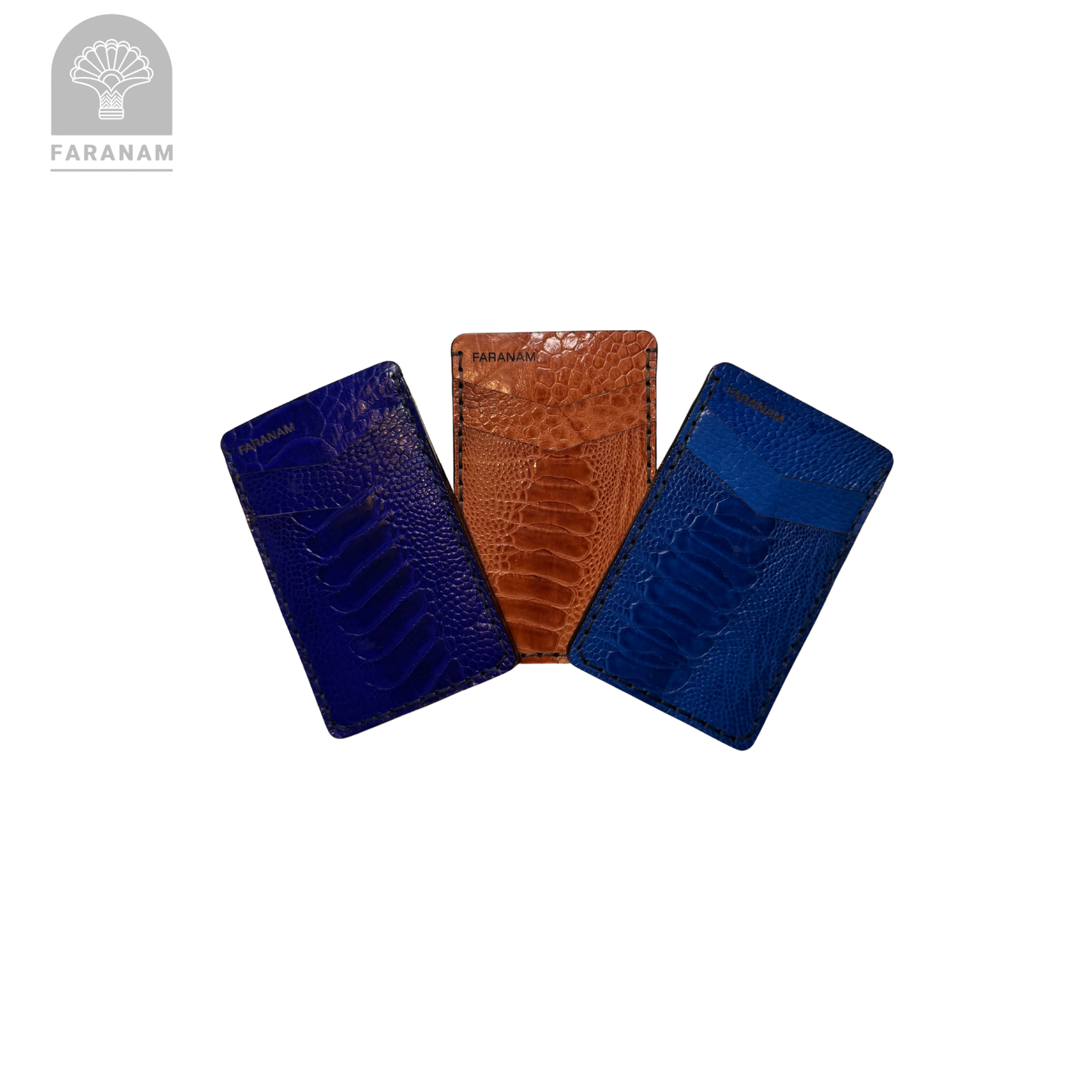 Victor Card Holder, Ostrich Leg Leather, Hand-stitched