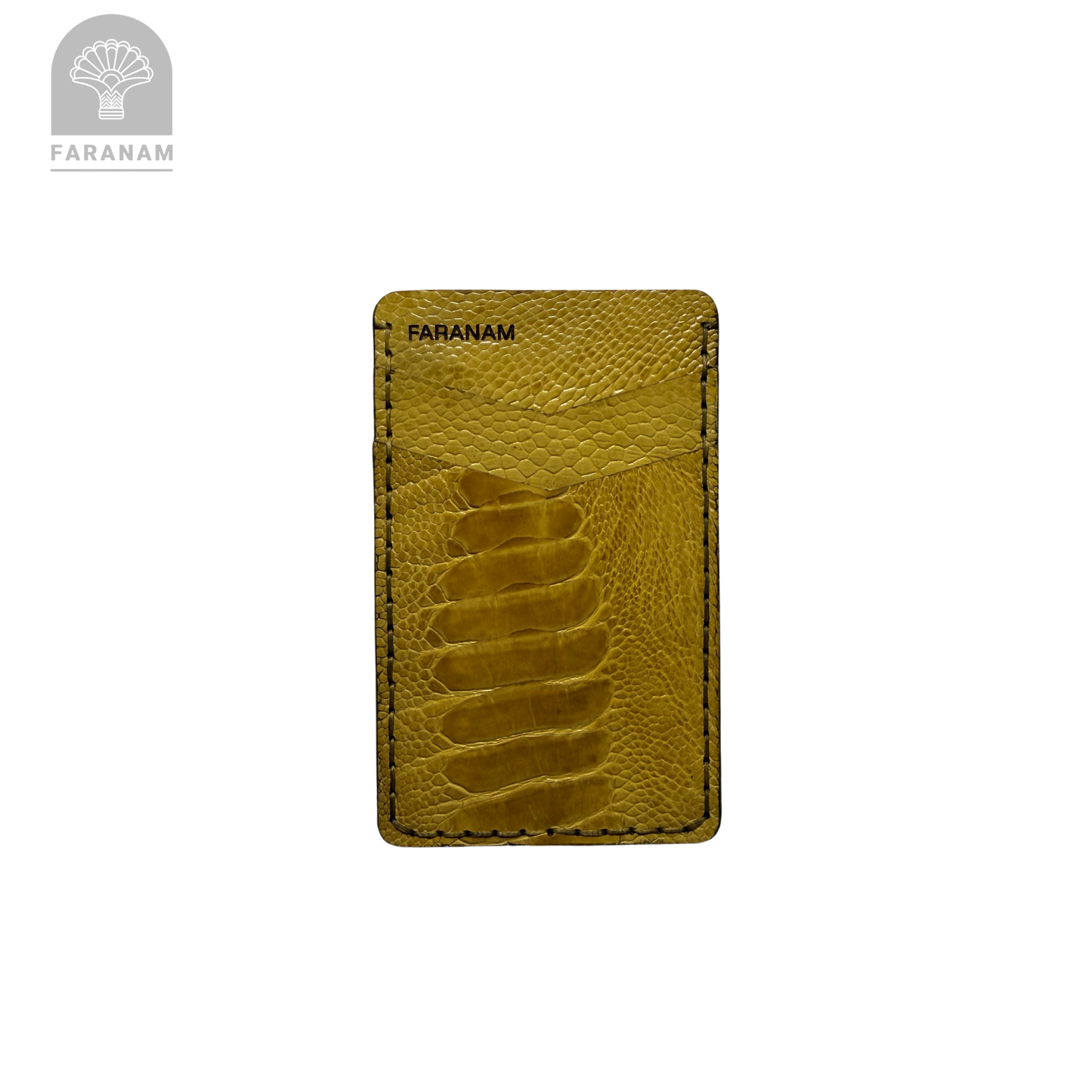 Victor Card Holder, Ostrich Leg Leather, Hand-stitched