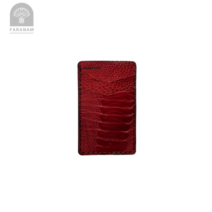 Victor Card Holder, Ostrich Leg Leather, Hand-stitched