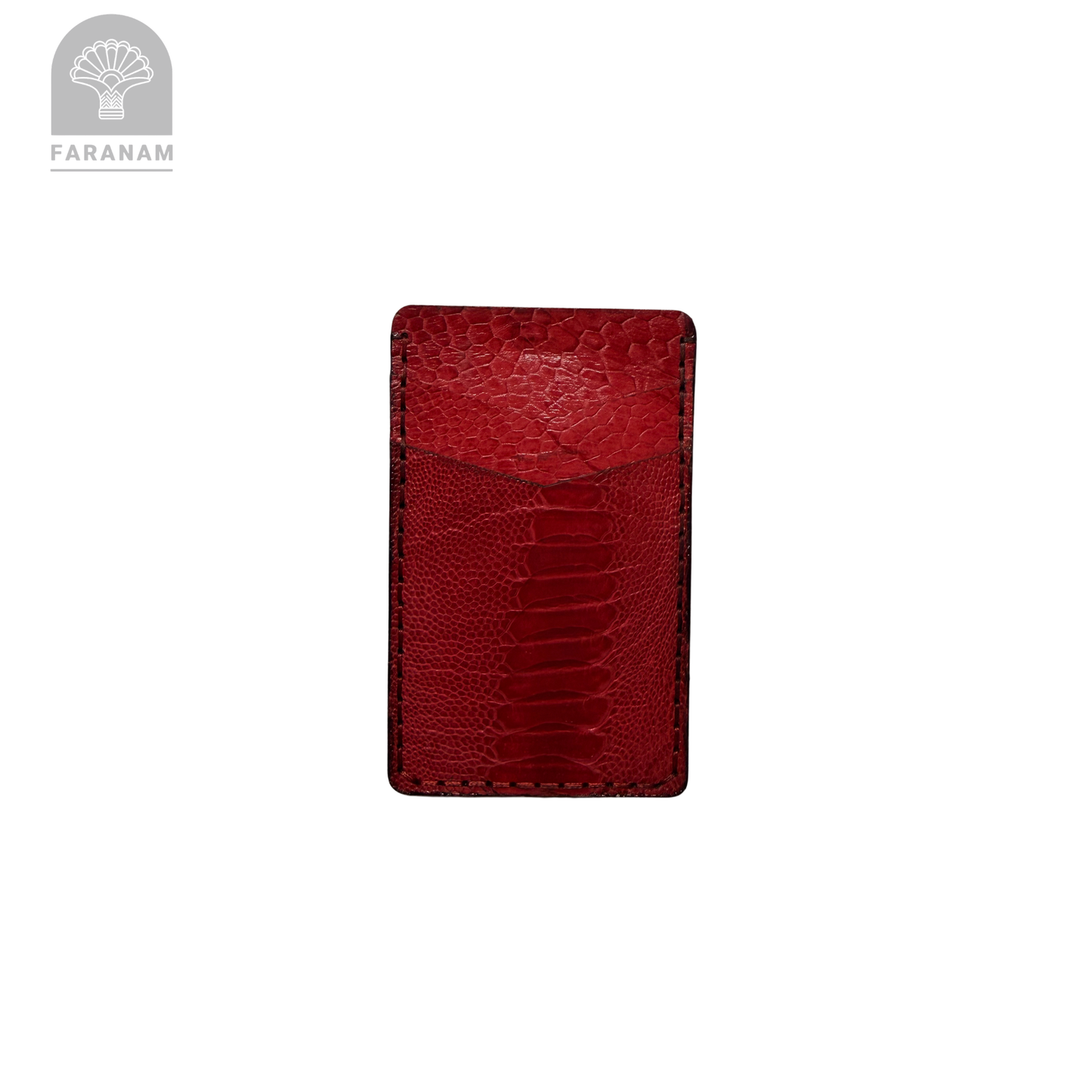 Victor Card Holder, Ostrich Leg Leather, Hand-stitched
