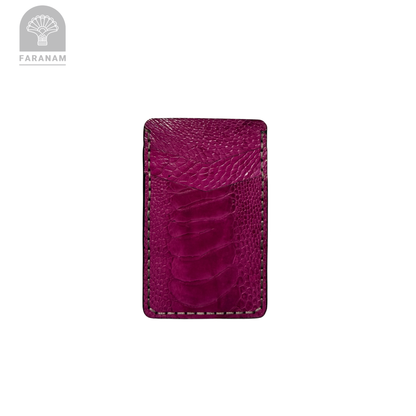 Victor Card Holder, Ostrich Leg Leather, Hand-stitched