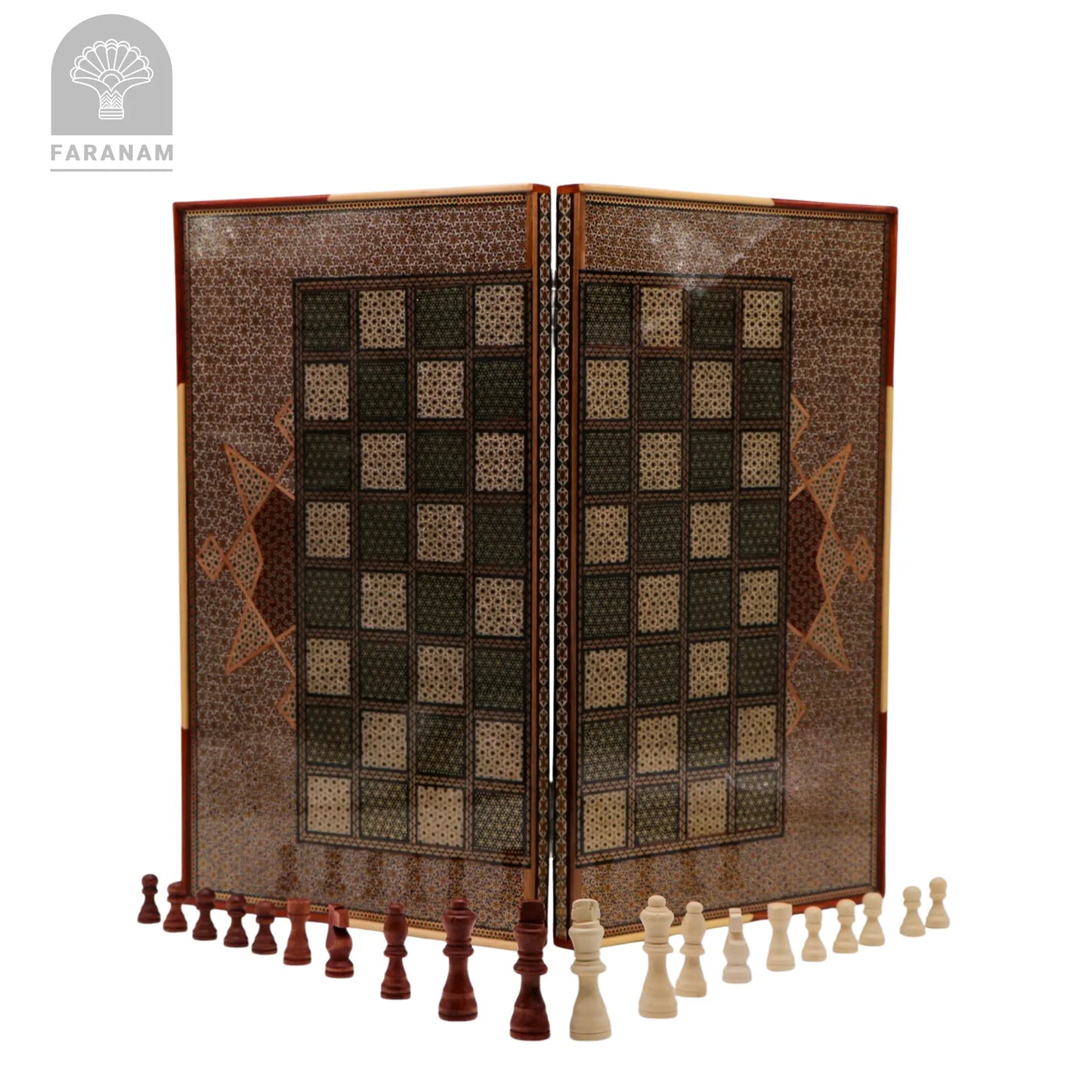 Lion & Sun, Handmade Backgammon & Chess Board Faranam