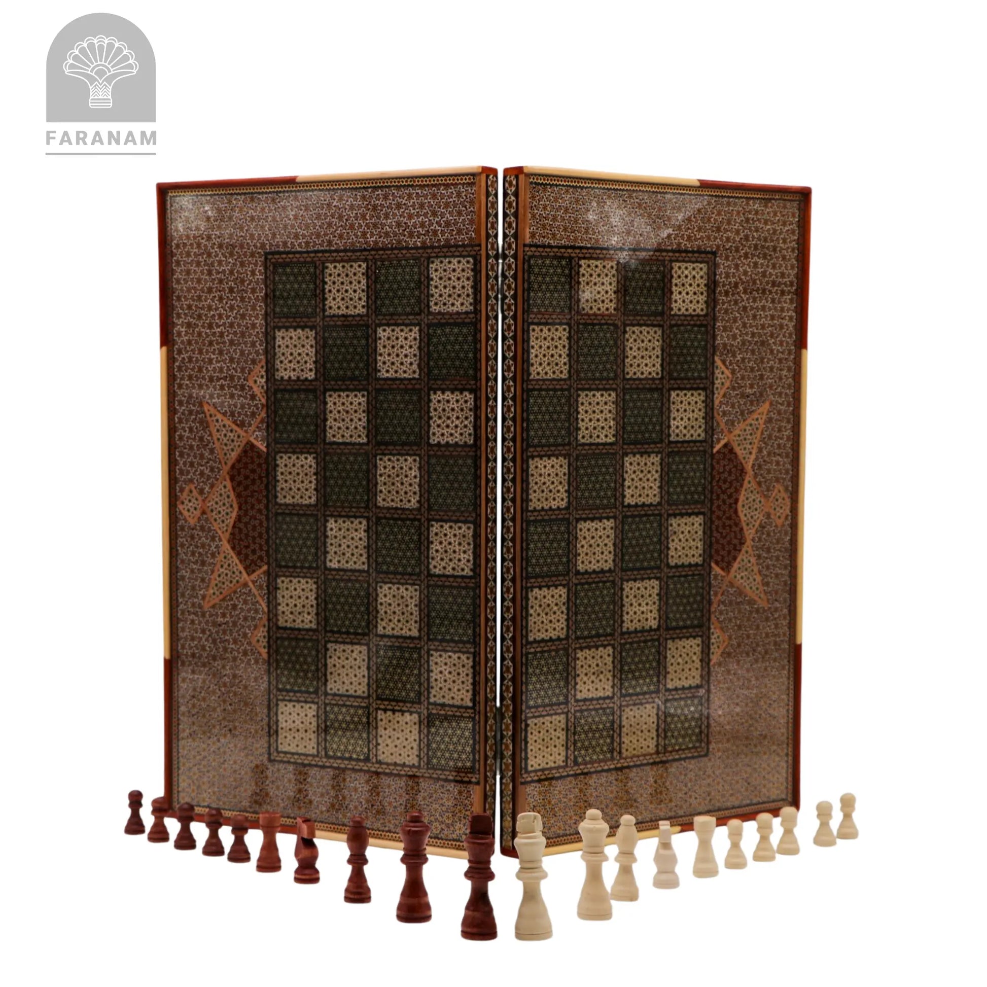 Lion & Sun, Handmade Backgammon & Chess Board Faranam