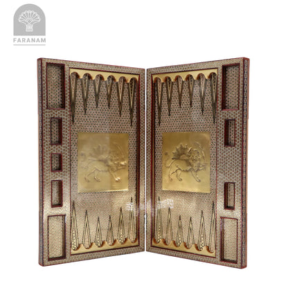 Lion & Sun, Handmade Backgammon & Chess Board Faranam