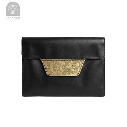 Vala Hand Etched Leather Purse, Hand-stitched, Faranam