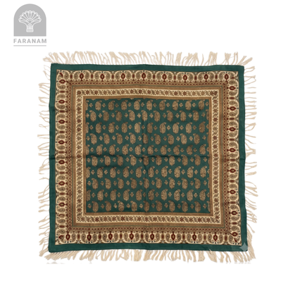 Maison Paisley Green decorative Tablecloth, 2.5'x2.5', Handmade