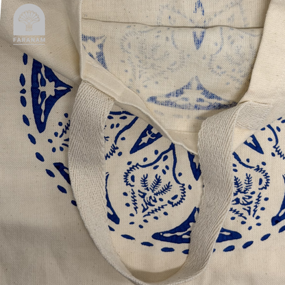 Block Printed Tote Bag, Handmade, Ghalamkar