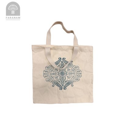 Block Printed Tote Bag, Handmade, Ghalamkar