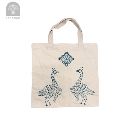 Block Printed Tote Bag, Handmade, Ghalamkar