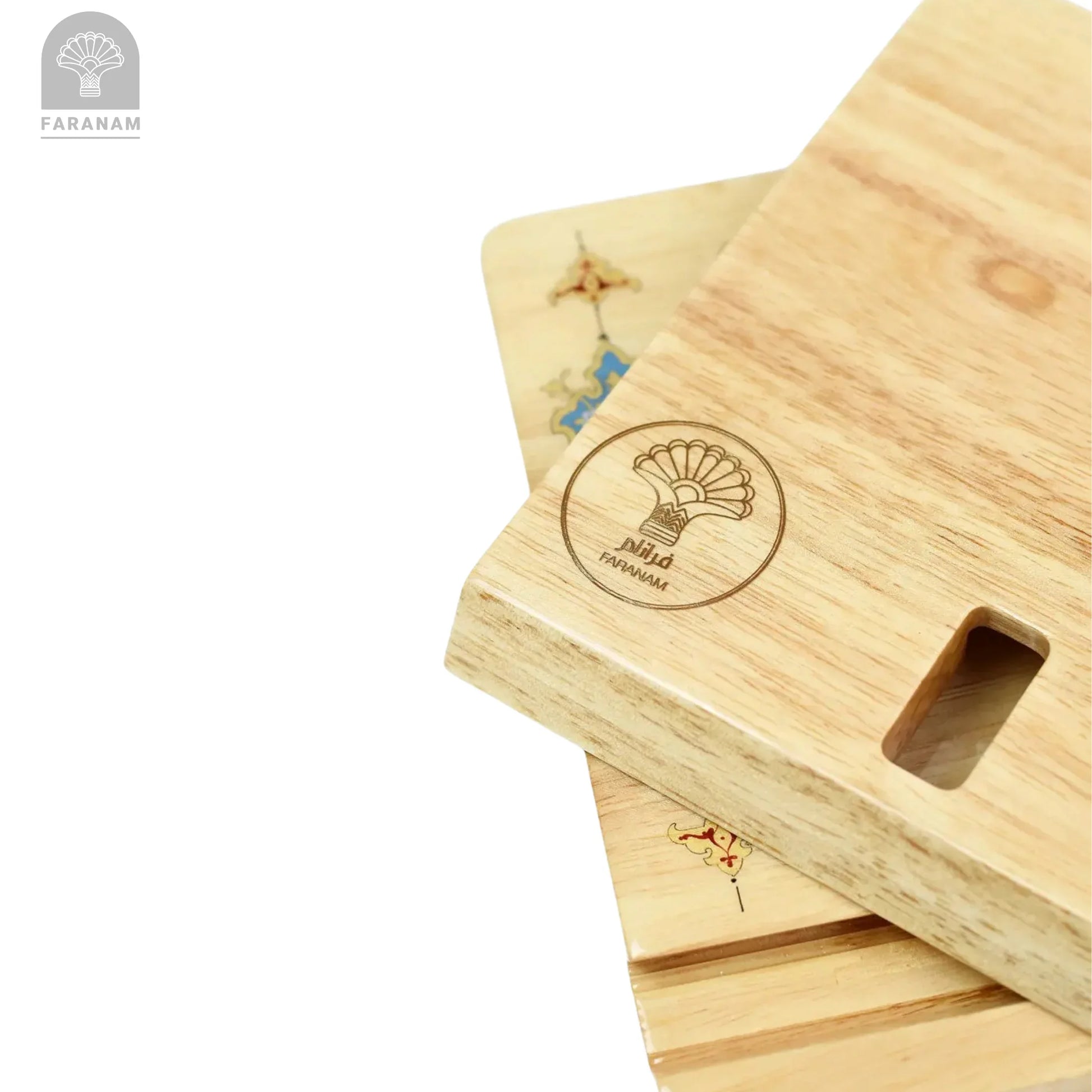 Serene Desk Organizer & Phone Stand, Hand-Painted, Rubber Wood My Store