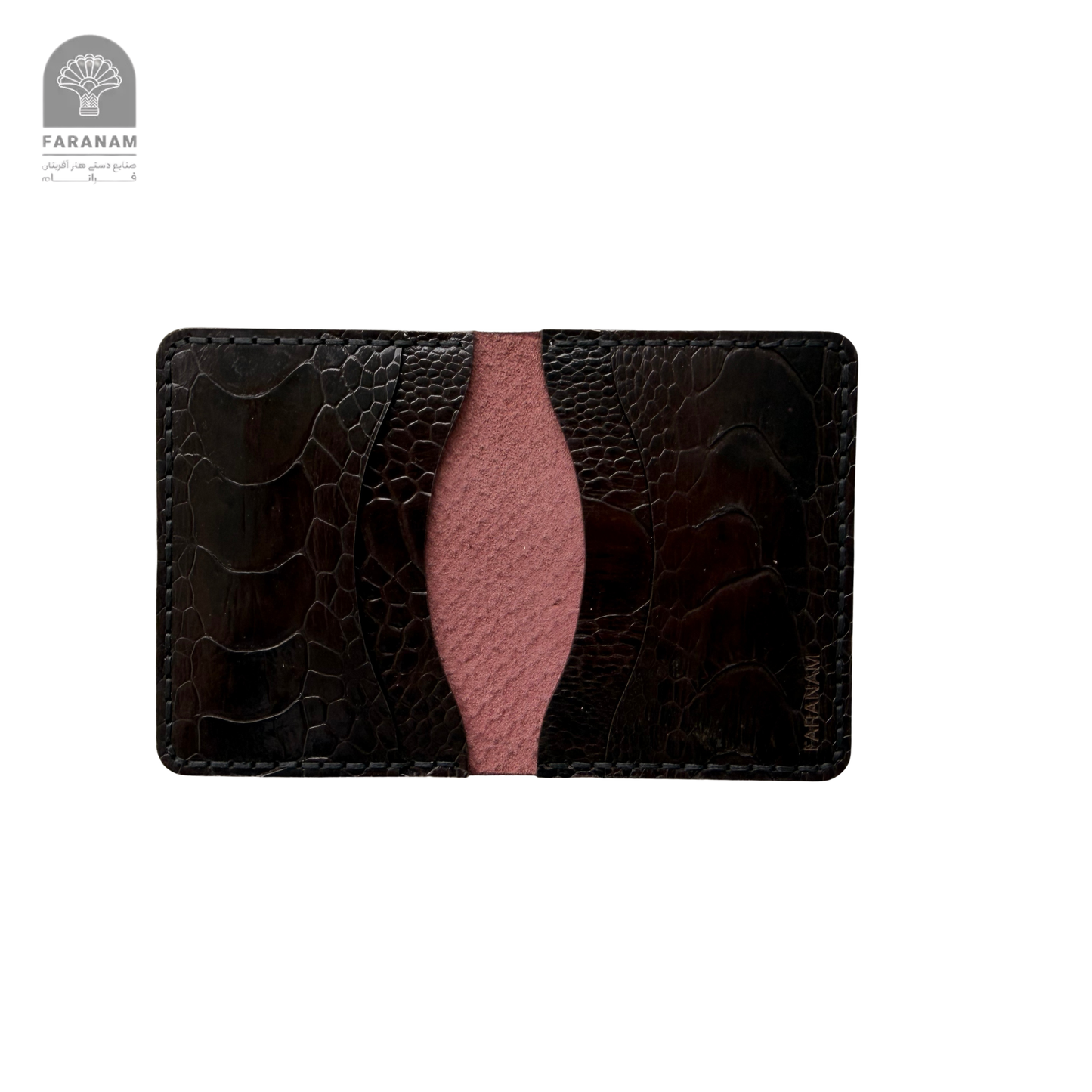 Aris Bifold Wallet, Ostrich Leg Leather, Hand-stitched