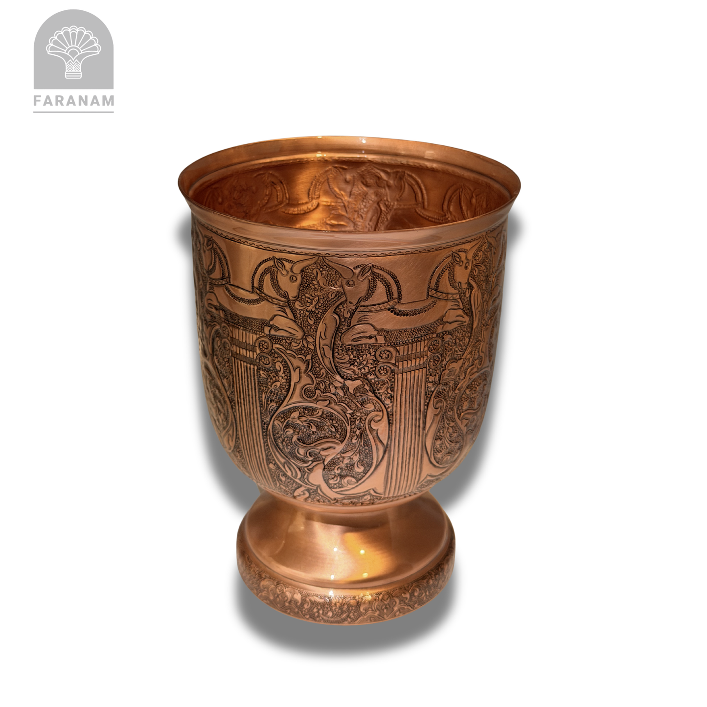 The Persepolis Hand-Etched Copper Vase/Candy Bowl, Handmade