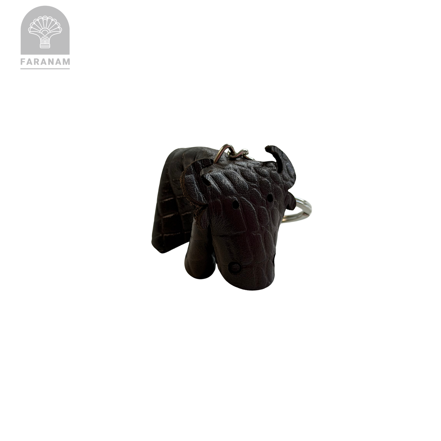 Buffalo Keychain, Genuine cowhide Leather, Hand-stitched