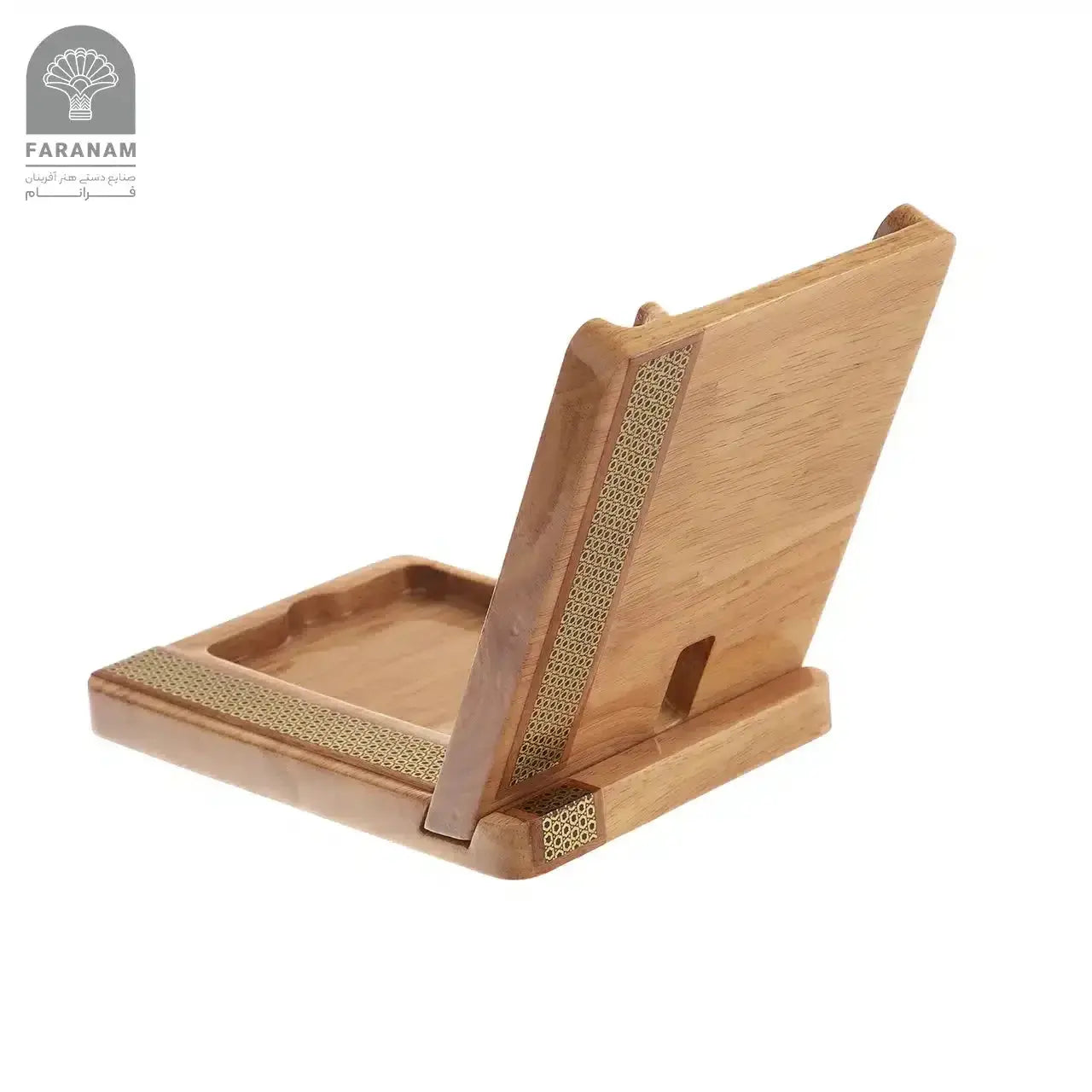 Compact Mosaic Desk Organizer & Phone Stand, Inlaid mosaic Art, Rubber Wood My Store