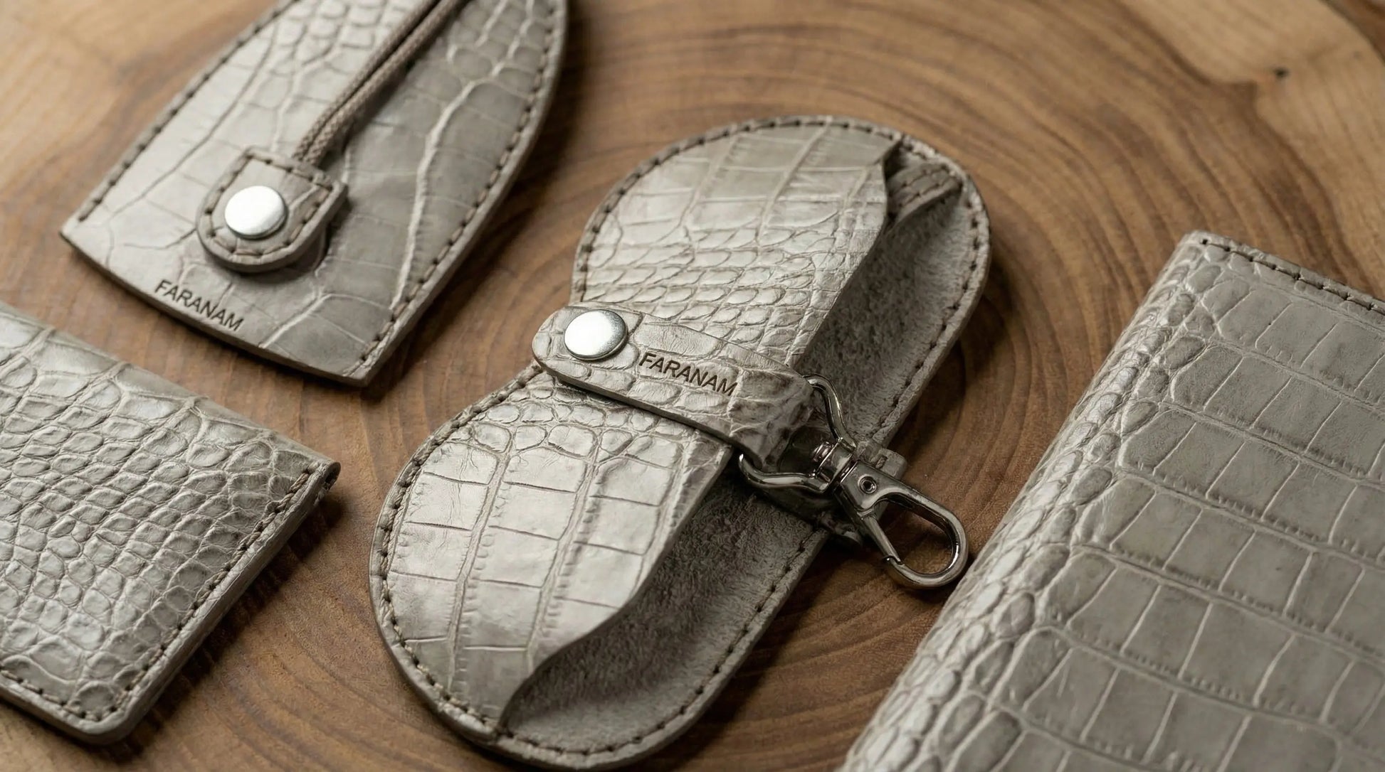 Farasa Leather Gift Set; wallet, bifold wallet, keychain, sunglasses cover, Hand-stitched Faranam