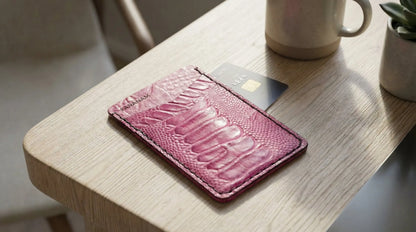 Victor Card Holder, Ostrich Leg Leather, Hand-stitched Faranam