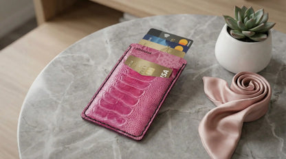 Victor Card Holder, Ostrich Leg Leather, Hand-stitched Faranam