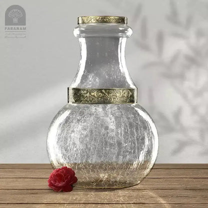 Decorative Vase, Hand-blown glass & Hand-etched brass belt My Store