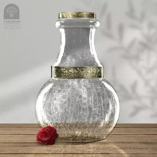 Decorative Vase, Hand-blown glass & Hand-etched brass belt My Store