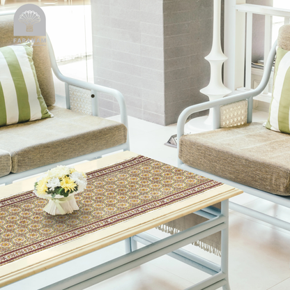 Heptagon Runner, Block-Printed Cotton Tablecloth