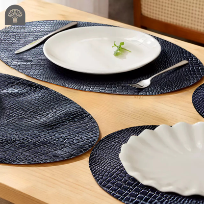 Leather Placemat & Coaster Set, Hand-Finished Cow Leather