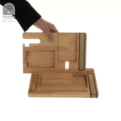 Standard Mosaic Desk Organizer, Inlaid mosaic, Rubber Wood