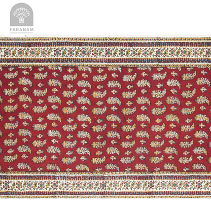Red Ruby Runner - Block-Printed Cotton Tablecloth