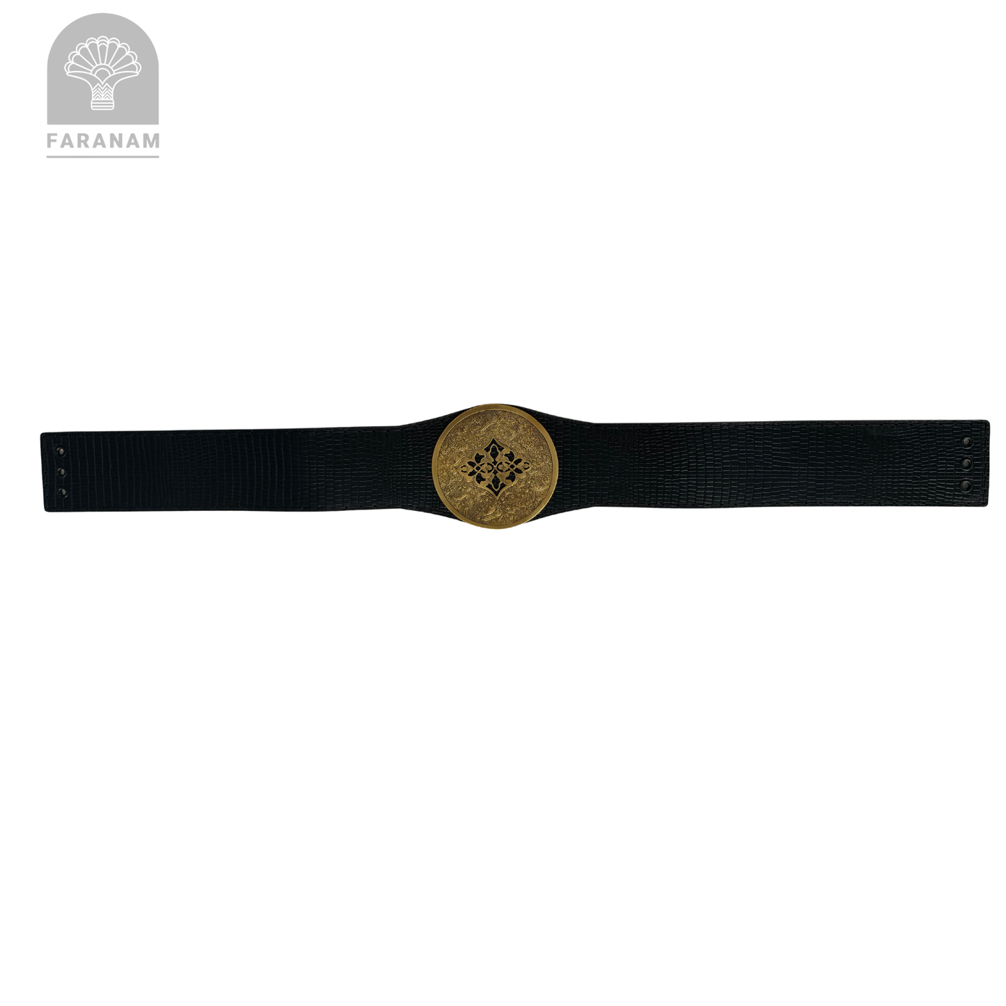 Simaj Rosette, Hand Etched Leather Waist Belt, Handmade, Designed by Faranam Studio