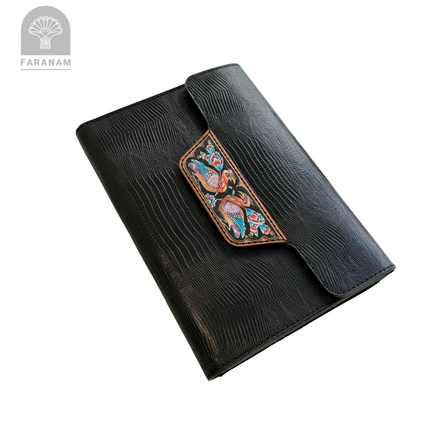 The Phoenix, Enameling Art Work, Leather Clutch, Handmade, Designed by Faranam Studio