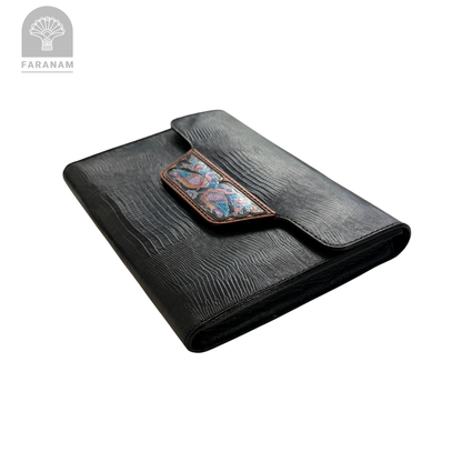 The Phoenix, Enameling Art Work, Leather Clutch, Handmade, Designed by Faranam Studio