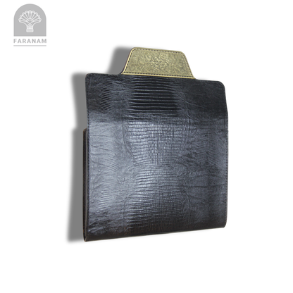Vala Hand Etched Leather Clutch, Handmade, Designed by Faranam Studio