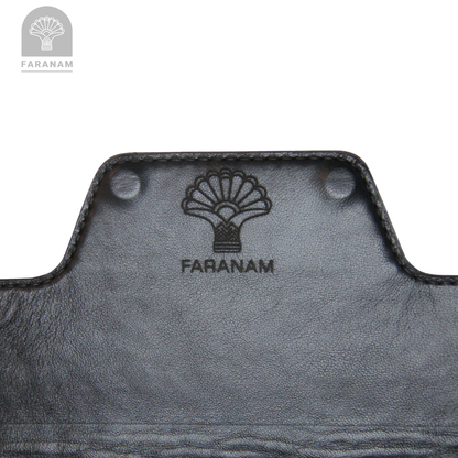 Vala Hand Etched Leather Clutch, Handmade, Designed by Faranam Studio