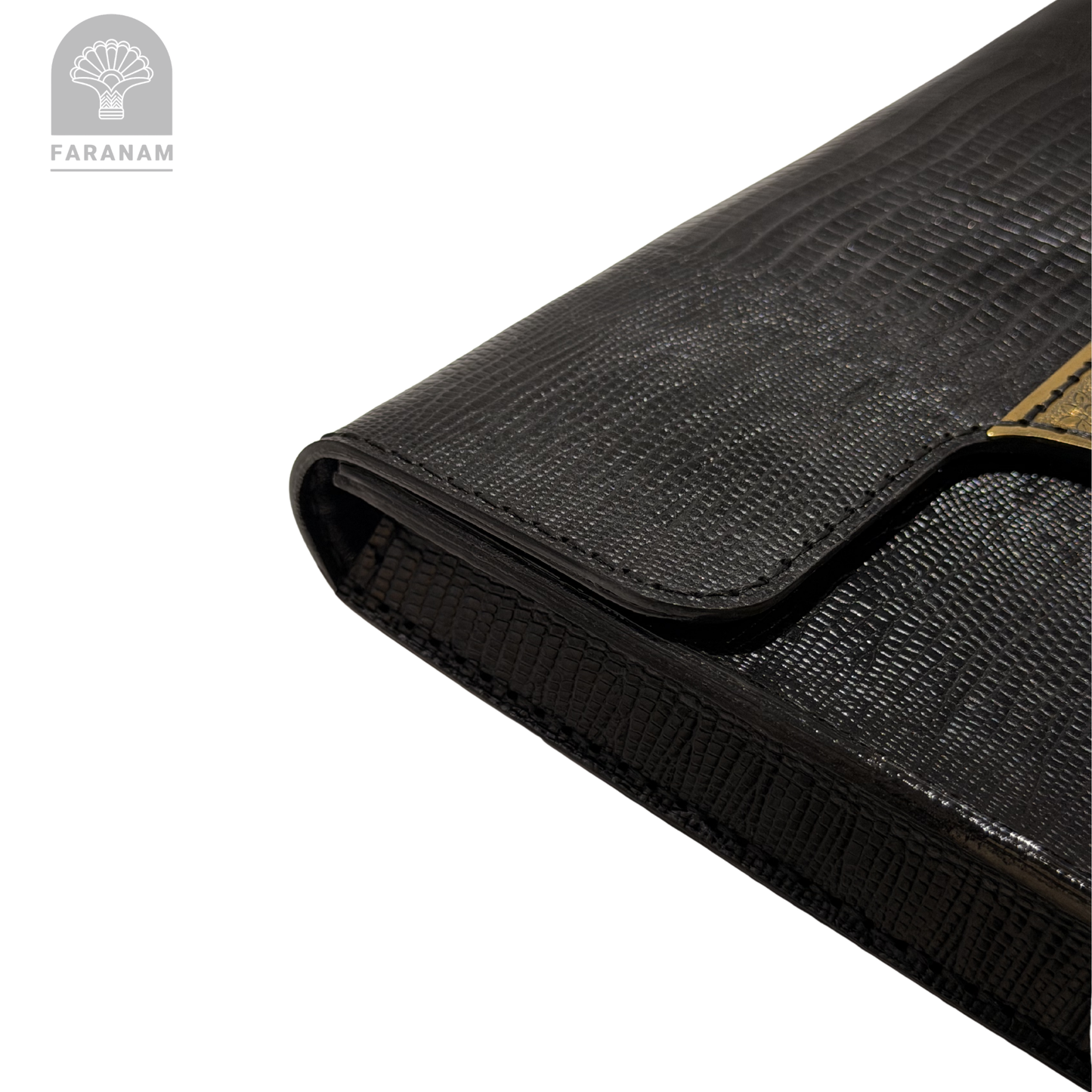 Vala Hand Etched Leather Clutch, Handmade, Designed by Faranam Studio