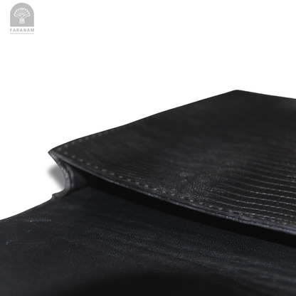 Vala Hand Etched Leather Clutch, Handmade, Designed by Faranam Studio